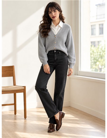 Cardigan con bottoni effetto camicia