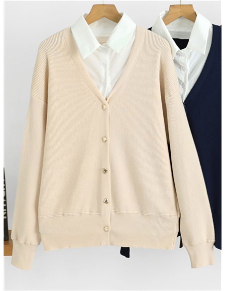 Cardigan con bottoni effetto camicia