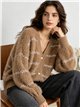 Gilet en maille rayée multicolore avec bordure en fourrure
