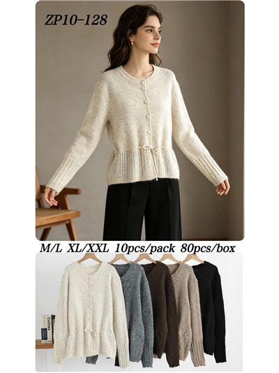 Strickjacke mit niedrigem Ausschnitt und verstellbarer Taille 2
