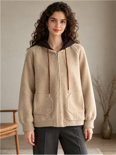 Chaqueta de punto con capucha contraste
