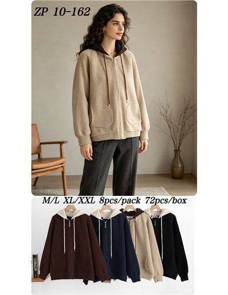 Chaqueta de punto con capucha contraste