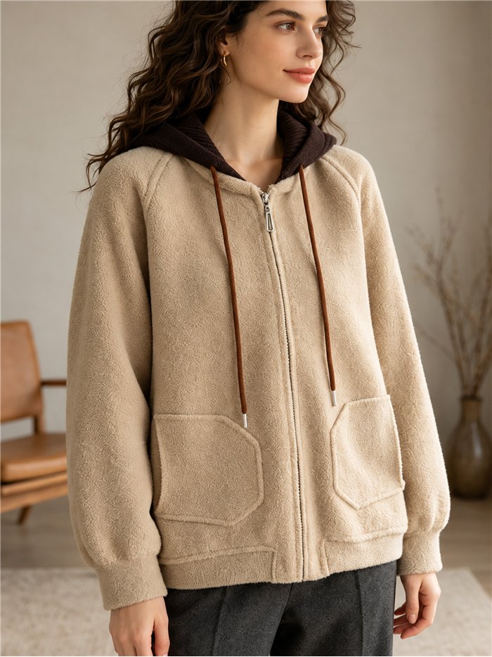 Chaqueta de punto con capucha contraste