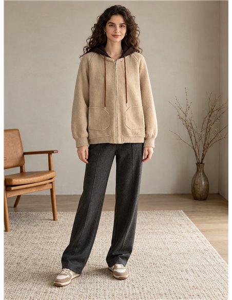 Chaqueta de punto con capucha contraste