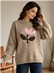 Jersey amplio flor jacquard