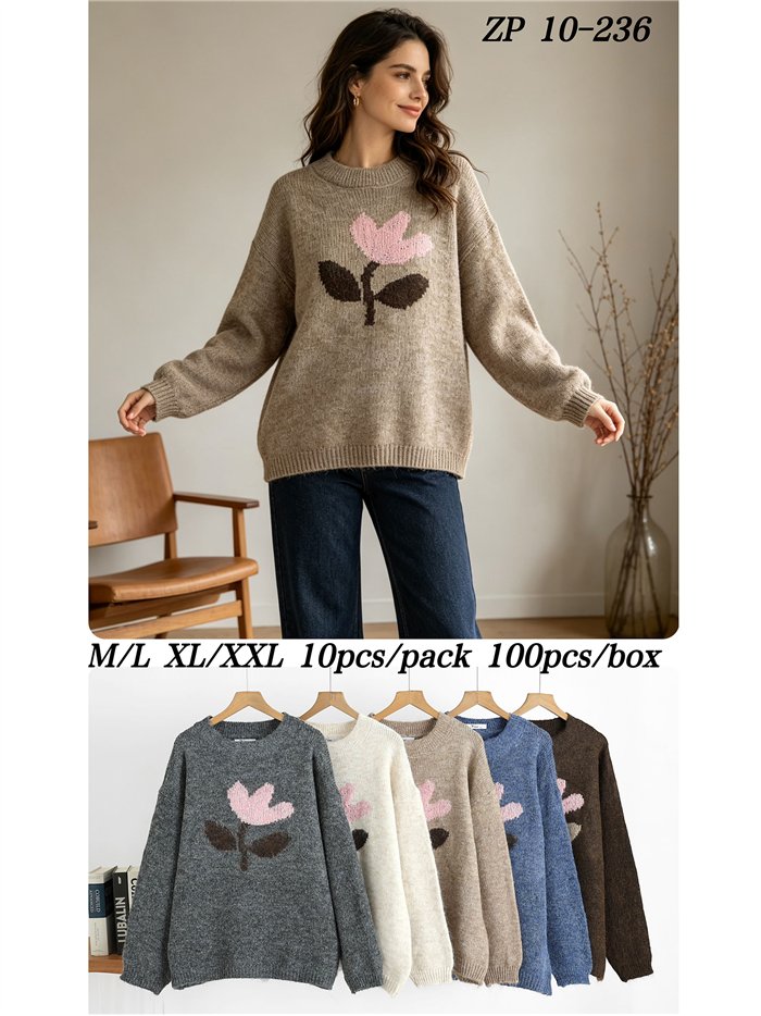 Jersey amplio flor jacquard
