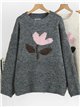 Jersey amplio flor jacquard