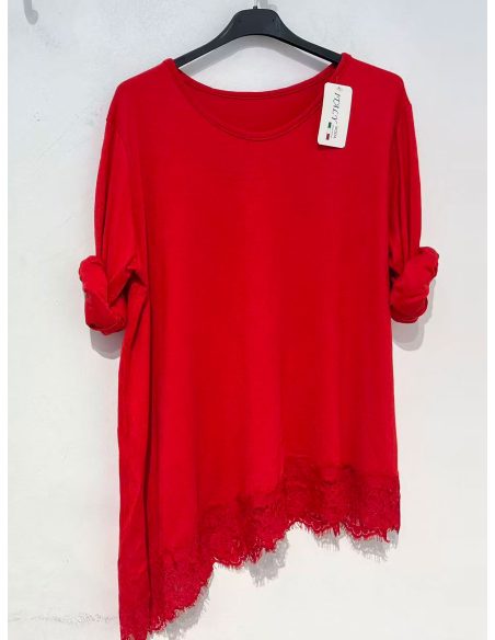 Maglione oversize asimmetrico con pizzo | ZD-98727 | B2B