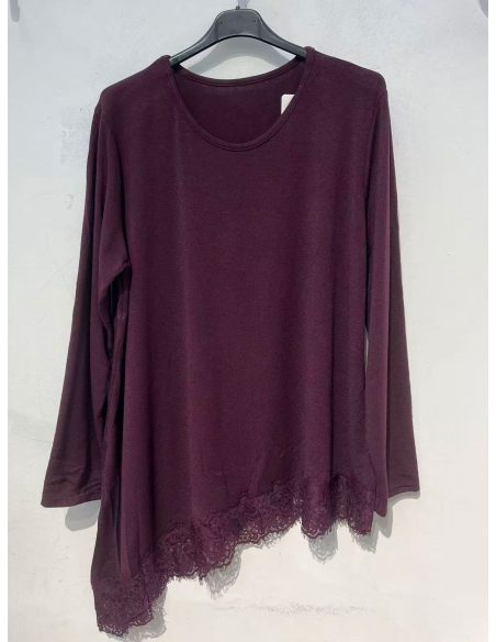 Maglione oversize asimmetrico con pizzo | ZD-98727 | B2B