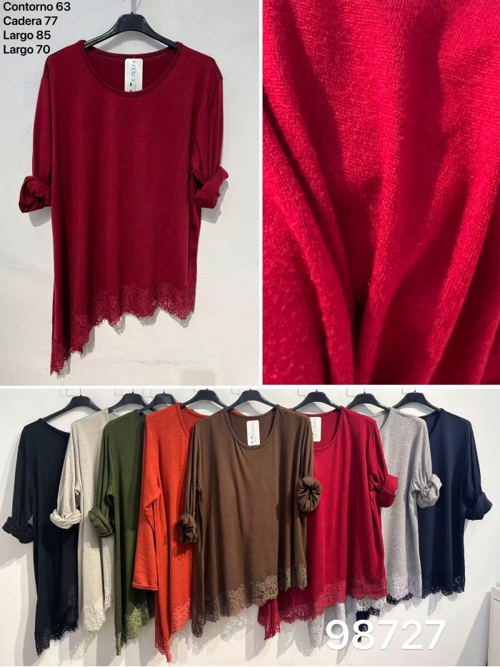 Maglione oversize asimmetrico con pizzo | ZD-98727 | B2B