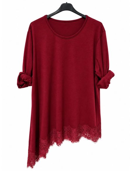 Maglione oversize asimmetrico con pizzo | ZD-98727 | B2B