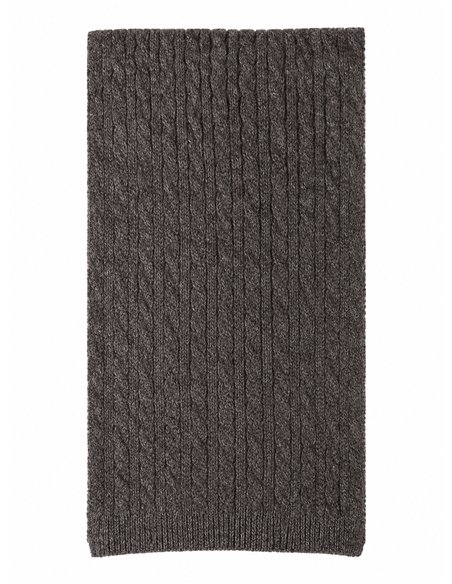 Geflochtener Strickschal mit Reiterstickerei