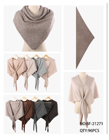 Subtle shimmer knit triangle wrap