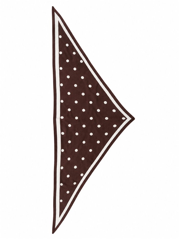 Écharpe triangulaire tricotée à pois avec bordure contrastée