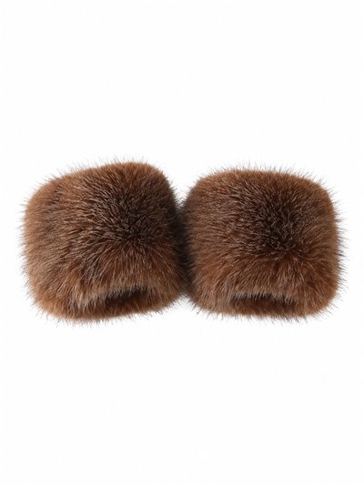 Poignets en fourrure synthétique effet vison