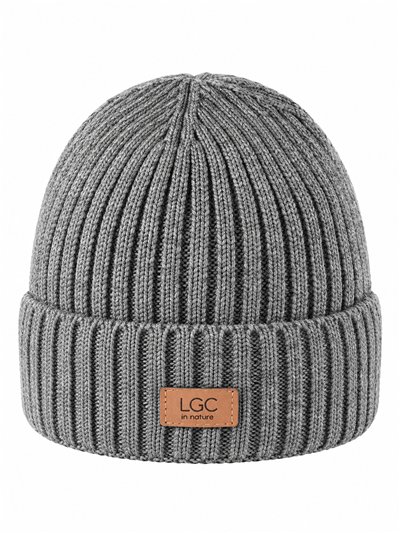 Bonnet en maille côtelée avec écusson sur le devant