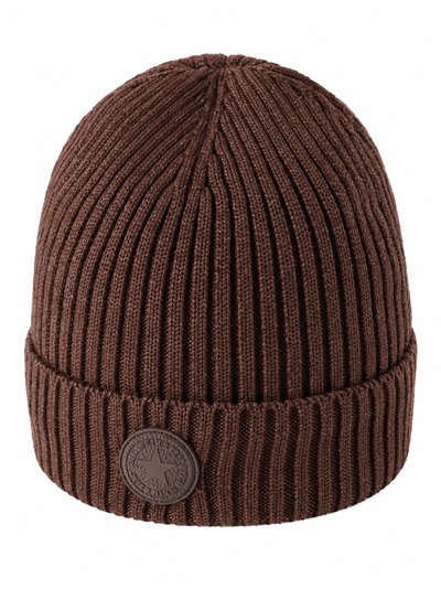Gorro de punto canalé con aplique circular