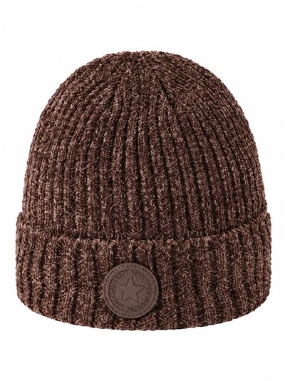 Chenille knit cuffed beanie