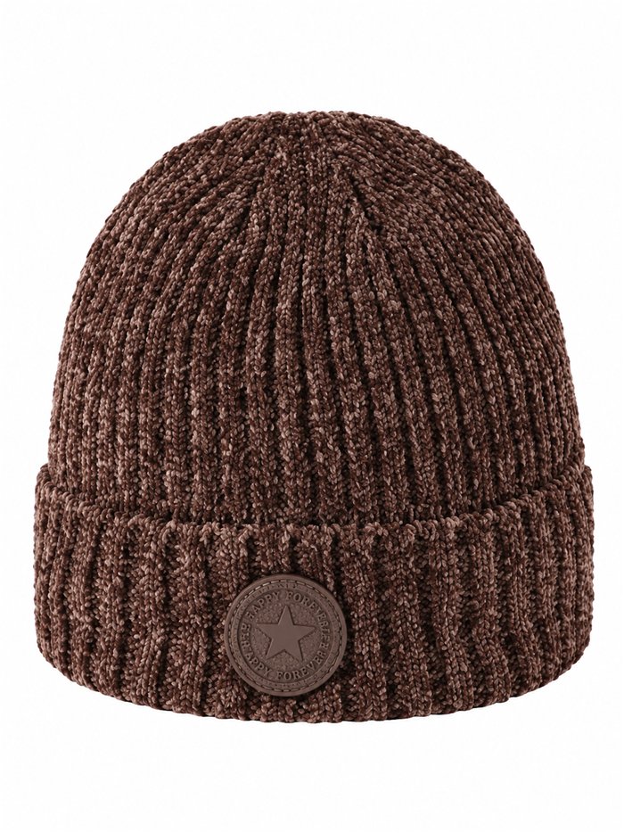 Chenille knit cuffed beanie