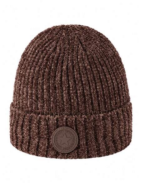Chenille knit cuffed beanie