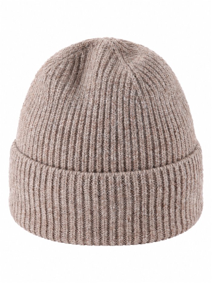 Gorro de punto canalé con vuelta ancha