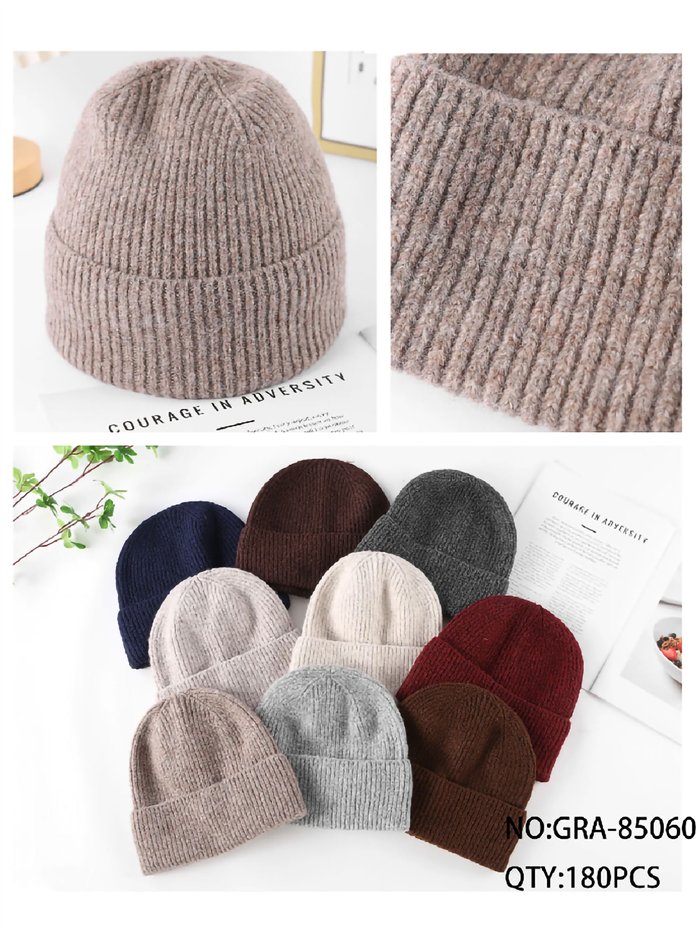 Gorro de punto canalé con vuelta ancha