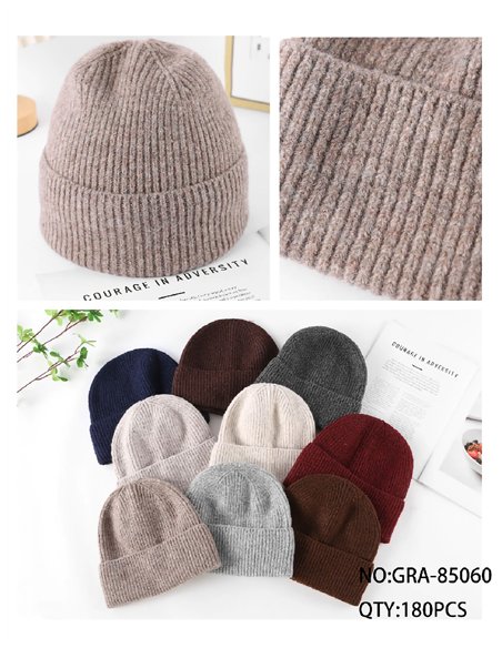 Gorro de punto canalé con vuelta ancha