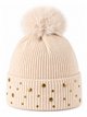 Cappello lavorato a maglia con pon-pon e borchie dorate