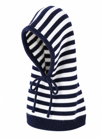 Balaclava de punto rayas con cordón