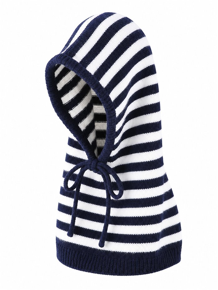 Balaclava de punto rayas con cordón