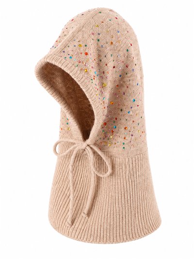 Balaclava de punto con pedrería multicolor