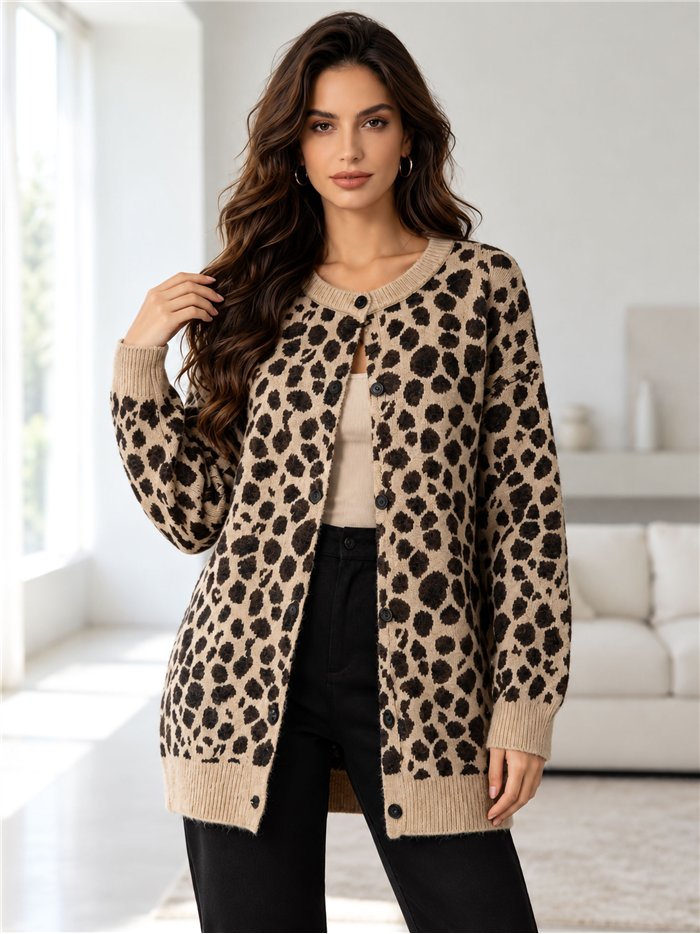 Leopard print longline cardigan