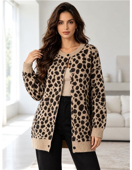 Leopard print longline cardigan