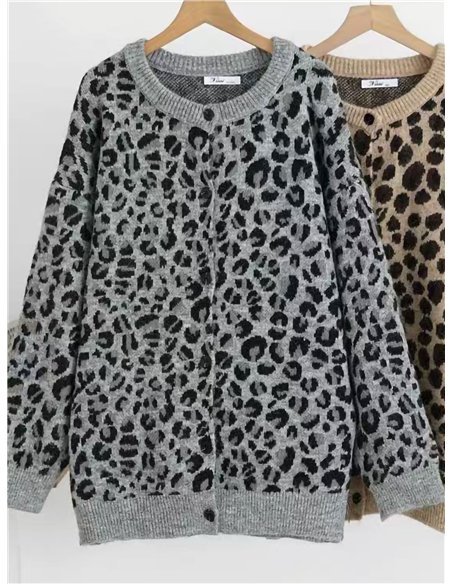 Leopard print longline cardigan