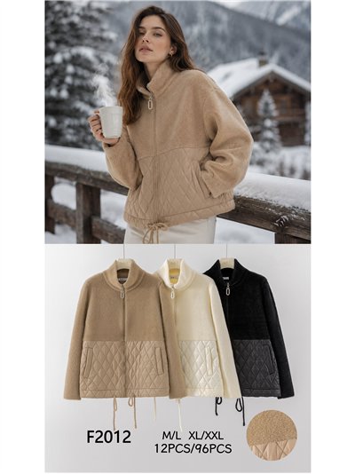 Faux shearling quilted knit jacket 2