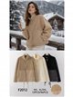Faux shearling quilted knit jacket
