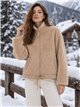 Faux shearling quilted knit jacket