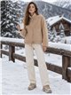 Faux shearling quilted knit jacket