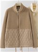 Faux shearling quilted knit jacket