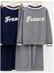 Polo neck knit sweater and wide leg trousers set