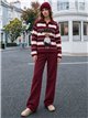 Conjunto Jersey rayas con oso y pantalón
