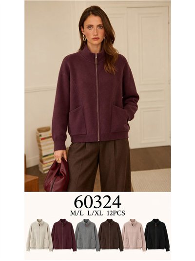 Zip knit jacket with patch pockets 2