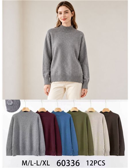 Jersey cuello perkins con botones laterales