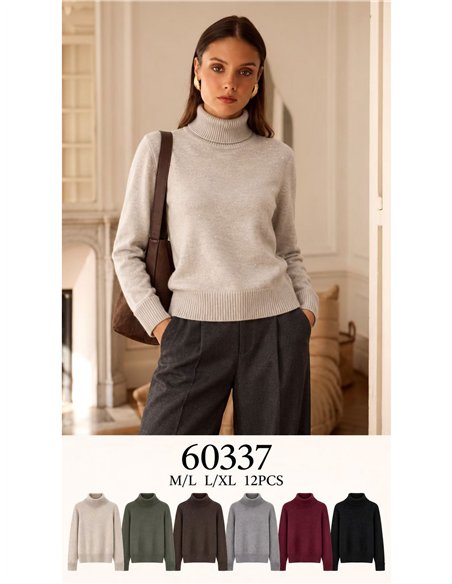 Jersey cuello vuelto con mini lentejuelas