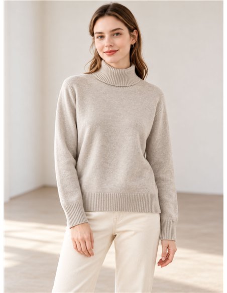 Jersey cuello vuelto con mini lentejuelas