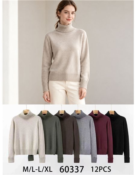 Jersey cuello vuelto con mini lentejuelas