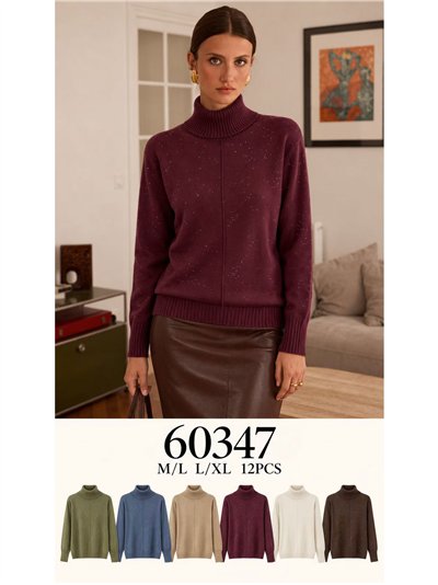 Jersey cuello alto con mini lentejuelas 2