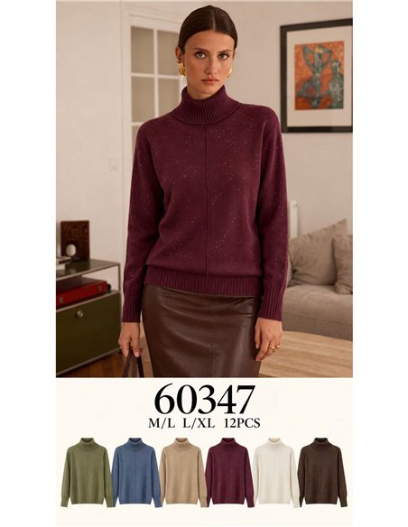 Jersey cuello alto con mini lentejuelas
