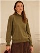 Jersey cuello volante con mini lentejuelas