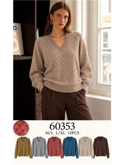 Jersey cuello pico con relieve de escamas 2
